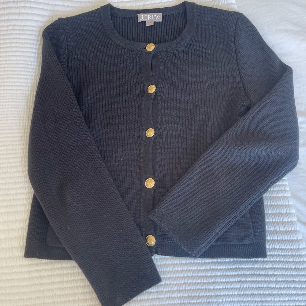 J. Crew Black Cardigan with Gold Buttons